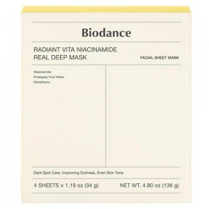 Biodance Radiant Vita Niacinamide Real Deep Mask rozświetlająca maska w płachcie 4x34g