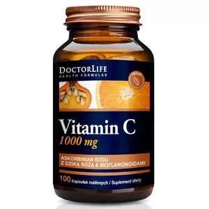 Doctor Life Vitamin C Buffered Vitamin C buforowana witamina C 1000mg suplement diety Dzika Róża & Bioflawonoida 100 kapsułek
