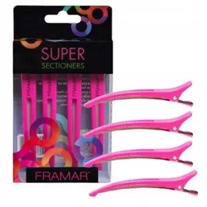 Framar Super Sectioner, klipsy do włosów, różowe, 4szt.