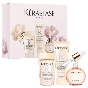Kerastase Gloss Absolu Trio, zestaw prezentowy wygładzający włosy, szampon + odżywka + olejek