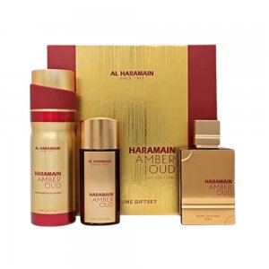Al Haramain Amber Oud Ruby Edition zestaw woda perfumowana spray 75ml + woda perfumowana spray 30ml + dezodorant spray 200ml (U)