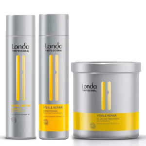 Londa Visible Repair, zestaw odbudowujący do włosów zniszczonych, szampon + odżywka + kuracja