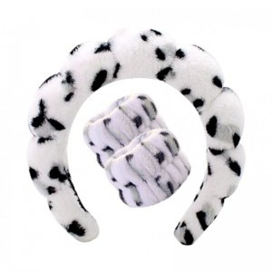 Ecarla Zestaw opasek kosmetycznych na głowę i nadgarstki Biała Panterka O540BSZ