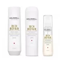 Goldwell Dualsenses Rich Repair, zestaw odbudowujący, szampon + odżywka + serum w sprayu, 250ml + 200ml + 150ml