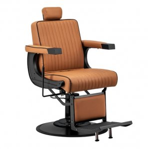 Gabbiano fotel barberski Visionerio jasnobrązowy czarna rama - dostępny w 48h