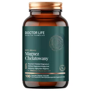 Doctor Life Magnez Chelatowany 100% aktywny + witamina B6 P-5-P suplement diety 100 kapsułek