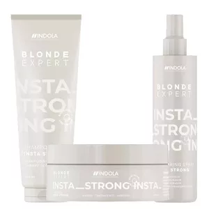 Indola Blonde Expert Insta Strong, zestaw pielęgnujący do włosów blond, szampon + odżywka + maska
