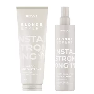 Indola Blonde Expert Insta Strong, zestaw pielęgnujący do włosów blond, szampon 250ml + odżywka 300ml