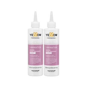 Yellow Professional Keratin Glass Treatment Laminacja, zestaw do szybkiej i długotrwałej laminacji włosów z efektem lustra, faza 1 + 2, 250ml x2