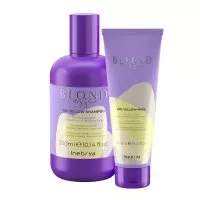 Inebrya Blondesse No Yellow, zestaw do włosów siwych i rozjaśnianych, szampon + maska