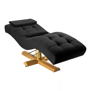Fotel zabiegowy do rzęs Sillon Corona czarny welur ze złotą podstawą - dostępny w 48h