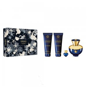 Versace Dylan Blue Pour Femme zestaw woda perfumowana spray 100ml + żel pod prysznic 100ml + balsam do ciała 100ml + miniatura wody perfumowanej 5ml (W)