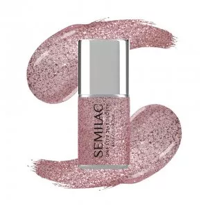 Semilac 3w1 One Step Glossy, lakier hybrydowy, S250 Glitter Pink, 7ml