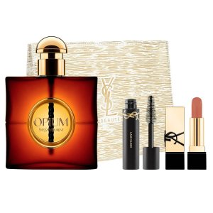 Yves Saint Laurent Opium zestaw woda perfumowana spray 90ml + tusz do rzęs 2ml + pomadka do ust 3.8g (W)