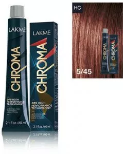 Lakme Chroma, farba do włosów o łagodnej formule, 5/45, 60ml