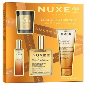 Nuxe The Prodigieux Collection zestaw suchy olejek regenerujący 100ml + perfumy 15ml + olejek pod prysznic 100ml + świeca zapachowa 60g (W)