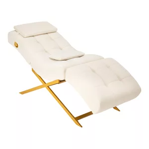 Fotel zabiegowy do rzęs Sillon Umbra biały welur ze złotą podstawą - dostępny w 48h