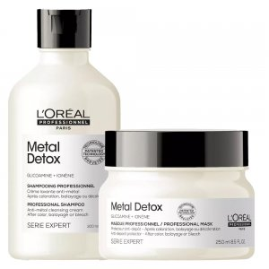 Loreal Metal Detox, zestaw po koloryzacji i dekoloryzacji, szampon + maska