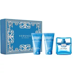 Versace Man Eau Fraiche zestaw prezentowy dla mężczyzn: woda toaletowa 50ml, żel pod prysznic 50ml, balsam po goleniu 50ml