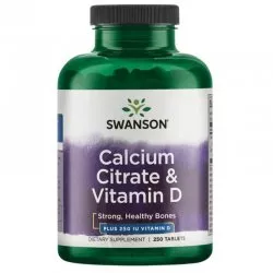 Swanson Cytrynian wapnia & Witamina D-3 250 tabletek