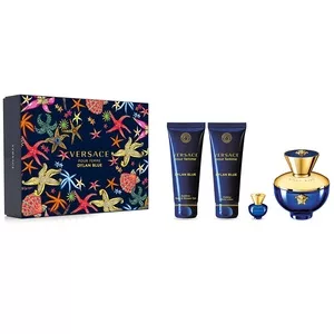 Versace Pour Femme Dylan Blue zestaw woda perfumowana spray 100ml + miniatura wody perfumowanej 5ml + żel pod prysznic 100ml + balsam do ciała 100ml (W)