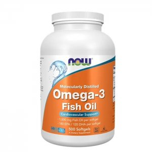 Now Foods Omega-3 Fish Oil olej rybi omega-3 suplement diety 500 kapsułek