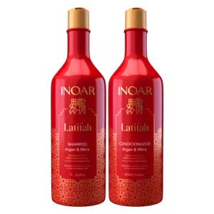INOAR Latifah Argan & Mirra Duo, zestaw wygładzający i odżywiający włosy, szampon + odżywka, 1000ml + 800ml