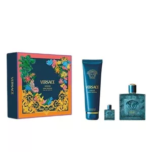 Versace Eros Pour Homme zestaw woda perfumowana spray 100ml + żel pod prysznic 150ml + miniatura wody perfumowanej spray 5ml (M)