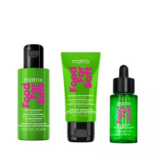 Matrix Food For Soft, zestaw intensywnie nawilżający: szampon + odżywka + olejek, travel size