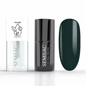 Semilac Duopack, zestaw lakier hybrydowy + olejek do paznokci, 422 Deep Forest Green & Strawberry Vanilla