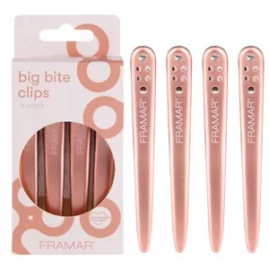 Framar Big Bite Clips, klipsy do włosów, różowe złoto, 4szt.