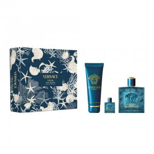 Versace Eros zestaw woda perfumowana spray 100ml + żel pod prysznic 150ml + miniatura wody perfumowanej 5ml (M)