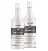 INOAR Duo Forca&Brilho, zestaw wzmacniający włosy, szampon 1L + odżywka, 800ml