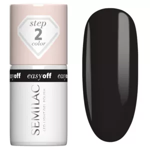 Semilac Easy Off Led Light, utwardzany lakier do paznokci do usunięcia zmywaczem, L24 Diamond Black, 7ml