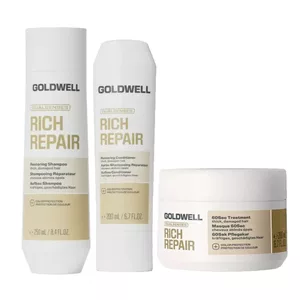 Goldwell Dualsenses Rich Repair, zestaw odbudowujący, szampon + odżywka + kuracja, 250ml + 200ml + 200ml