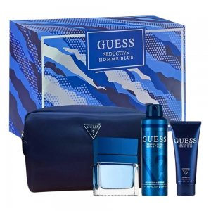 Guess Seductive Homme Blue zestaw woda toaletowa spray 100ml + dezodorant spray 226ml + żel pod prysznic 100ml + kosmetyczka (M)