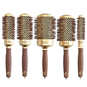 Olivia Garden Expert Blowout Shine Gold&Brown, kompletny zestaw szczotek do modelowania włosów, 20mm + 35mm + 45mm + 55mm + 65mm