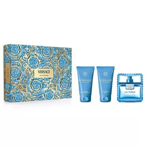 Versace Man Eau Fraiche zestaw prezentowy dla mężczyzn woda toaletowa 50ml + żel pod prysznic 50ml + balsam po goleniu 50ml