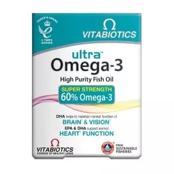 Vitabiotics Ultra Omega-3 suplement diety wspierający zdrowie mózgu 60 kapsułek