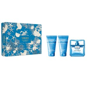 Versace Eau Fraiche Pour Homme zestaw woda toaletowa spray 50ml + żel pod prysznic 50ml + balsam po goleniu 50ml (M)