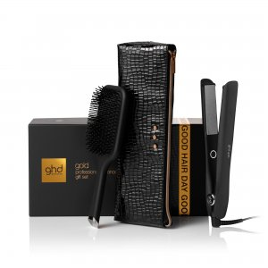 ghd Black Gold Styler, zestaw prezentowy, prostownica + szczotka do włosów + etui