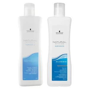 Schwarzkopf Natural Styling, zestaw do trwałej ondulacji do włosów farbowanych, utrwalacz + płyn 2, 2x1000ml