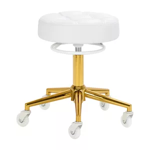 Taboret fryzjerski Gabbiano D054G biało-złoty - dostępny w 48h