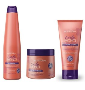 Placenta Life Curly Monoi, zestaw nawilżający do pielęgnacji włosów kręconych, szampon + maska + krem