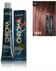 Lakme Chroma, farba do włosów o łagodnej formule, 4/65, 60ml