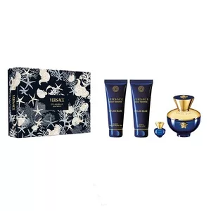 Versace Dylan Blue Pour Femme luksusowy zestaw upominkowy: woda perfumowana 100ml + żel pod prysznic 100ml + balsam do ciała 100ml + miniatura EDP 5ml dla kobiet