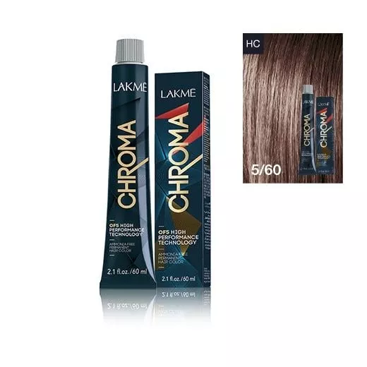 Lakme Chroma, farba do włosów o łagodnej formule, 5/60, 60ml