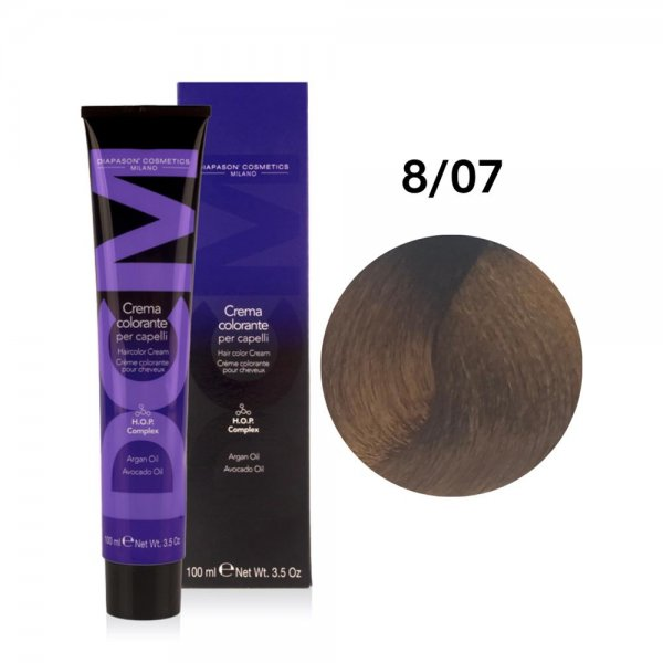 Diapason DCM, farba do włosów, 8/07 Piaskowy Jasny Blond, 100ml