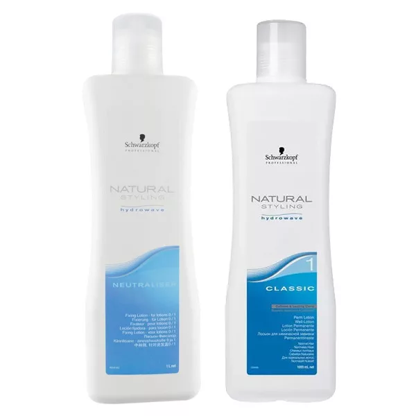 Schwarzkopf Natural Styling, zestaw do trwałej ondulacji do włosów normalnych, utrwalacz + płyn 1, 2x1000ml