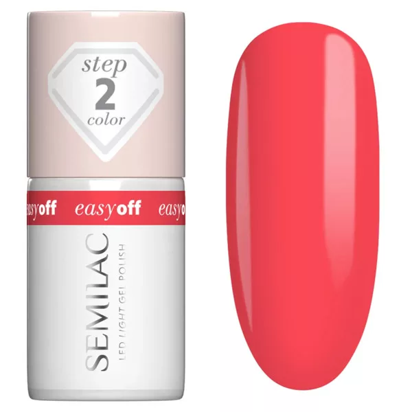 Semilac Easy Off Led Light, utwardzany lakier do paznokci do usunięcia zmywaczem, L26 Neon Watermelon, 7ml